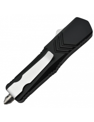 Couteau Automatique Double Action, Manche Aluminium Noir, Lame Tanto