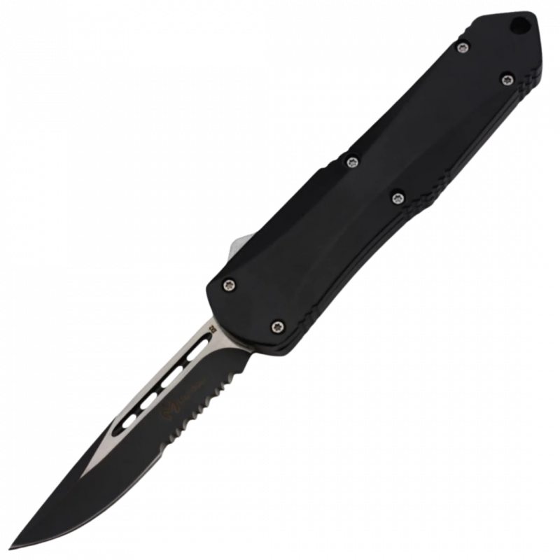 MAXKNIVES - MKO43S - Couteau automatique lame semi dentelee acier et manche aluminium