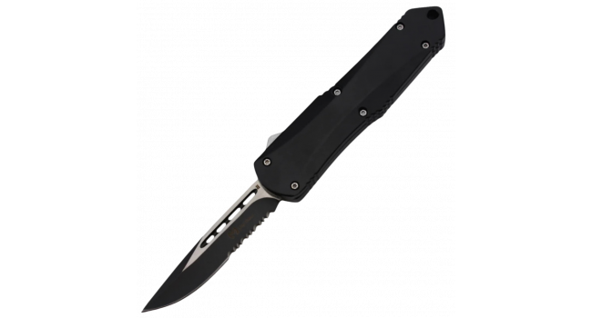 MAXKNIVES - MKO43S - Couteau automatique lame semi dentelee acier et manche aluminium