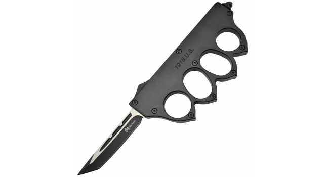 MAXKNIVES - MKO13B1 - Couteau automatique poing americain 1918 lame acier manche zinc aluminium