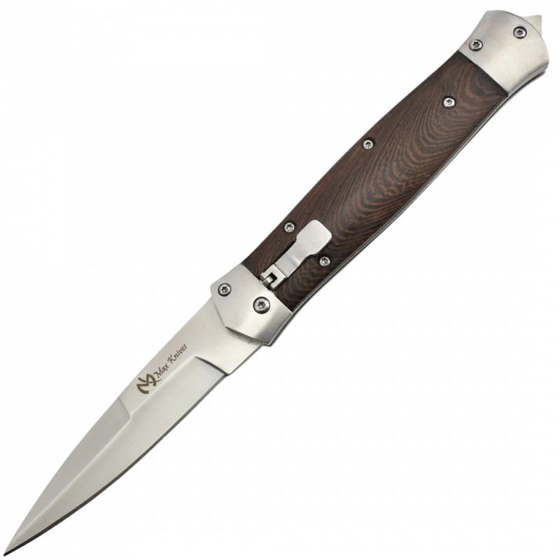 MAXKNIVES - MKO15 - Couteau automatique lame acier manche bois