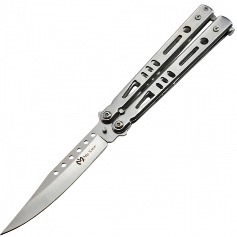 MAXKNIVES - P52 - Couteau papillon lame acier 3CR13 manche acier