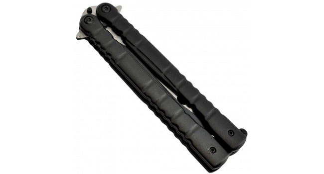 MAXKNIVES - P49 - Couteau papillon lame acier 3CR13 manche aluminium anodisé noir