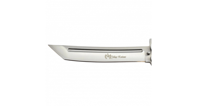 MAXKNIVES - P46 - Couteau papillon lame acier 3CR13 manche aluminium blanc et noir