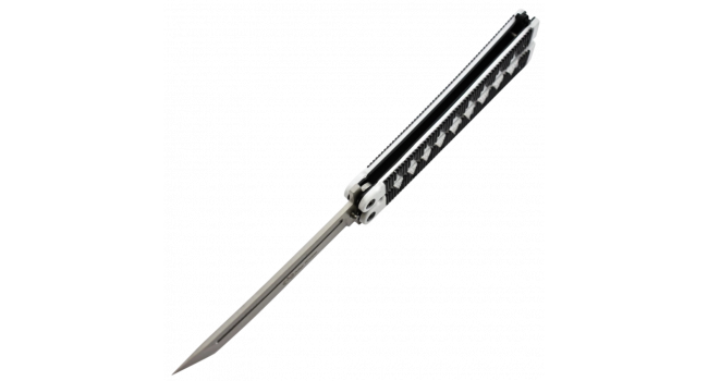 MAXKNIVES - P46 - Couteau papillon lame acier 3CR13 manche aluminium blanc et noir