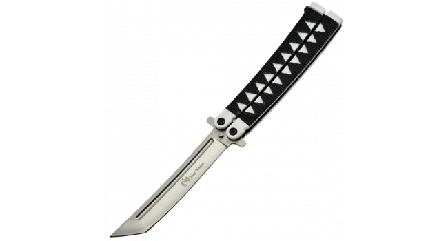 MAXKNIVES - P46 - Couteau papillon lame acier 3CR13 manche aluminium blanc et noir