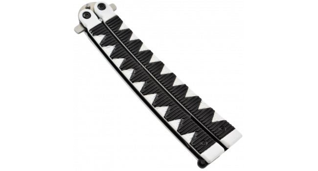 MAXKNIVES - P46 - Couteau papillon lame acier 3CR13 manche aluminium blanc et noir