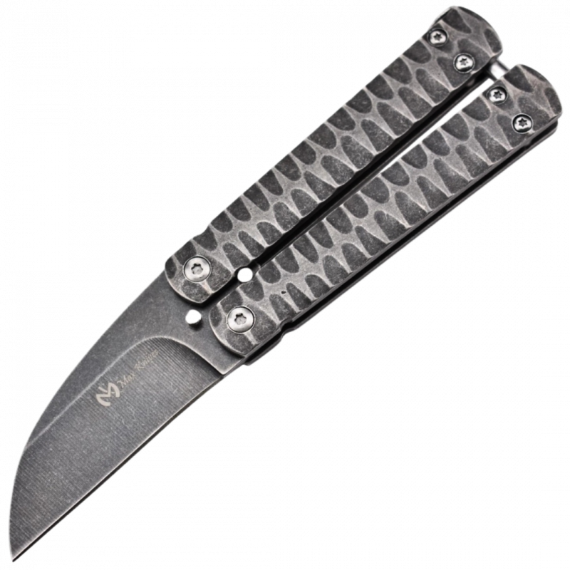 MAXKNIVES - P42 - Couteau papillon en acier stonewash