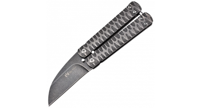 MAXKNIVES - P42 - Couteau papillon en acier stonewash